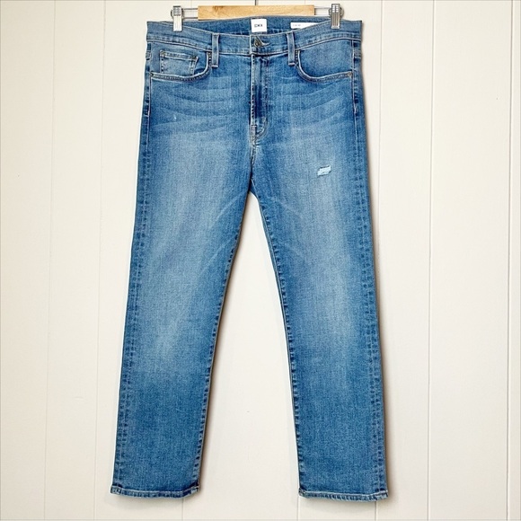 Edwin Elin Crop Straight Jeans 32 14 distressed stretch medium wash blue denim - Picture 2 of 14